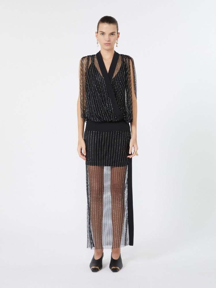 Long jersey and rhinestone dress - BLACK - Max Mara - 2