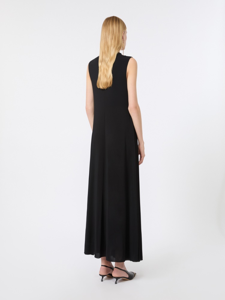 Ärmelloses Kleid aus Viskosejersey mit Drapierung - SCHWARZ - 3