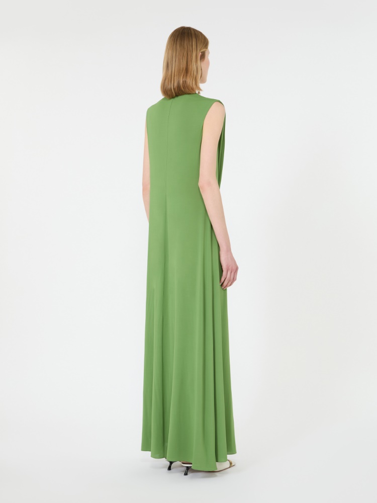 Sleeveless draped viscose jersey dress - LIME GREEN - 3