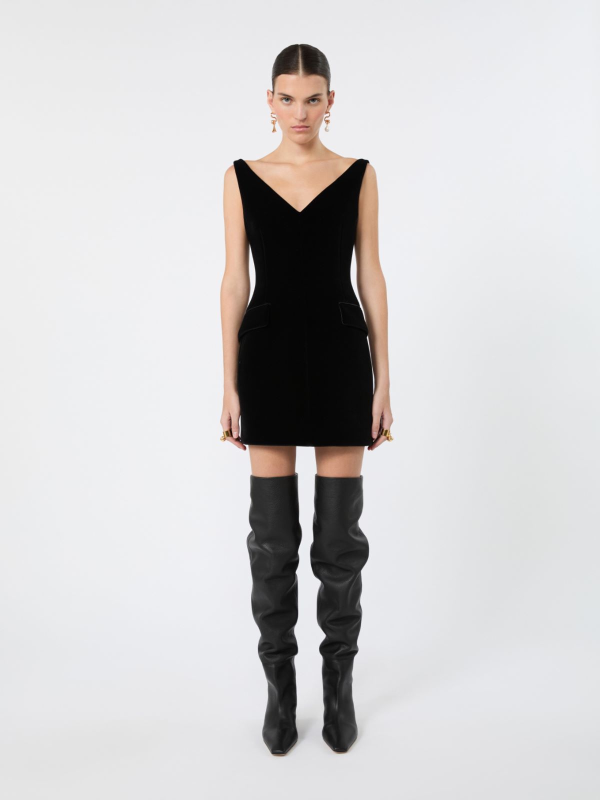Short sleeveless velvet dress - BLACK - Max Mara - 2