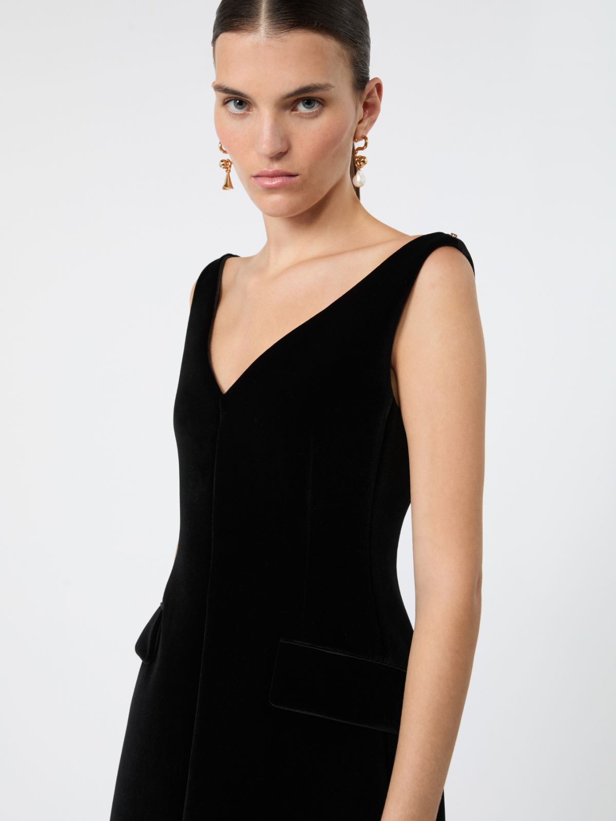 Short sleeveless velvet dress - BLACK - Max Mara - 4