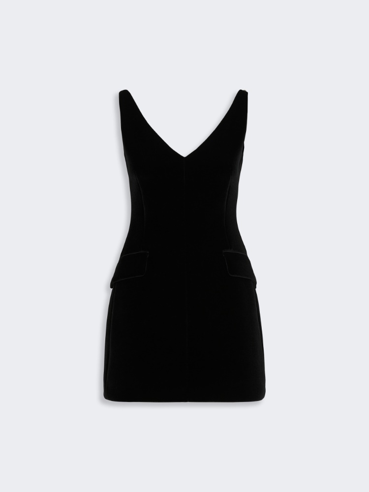 Short sleeveless velvet dress - BLACK