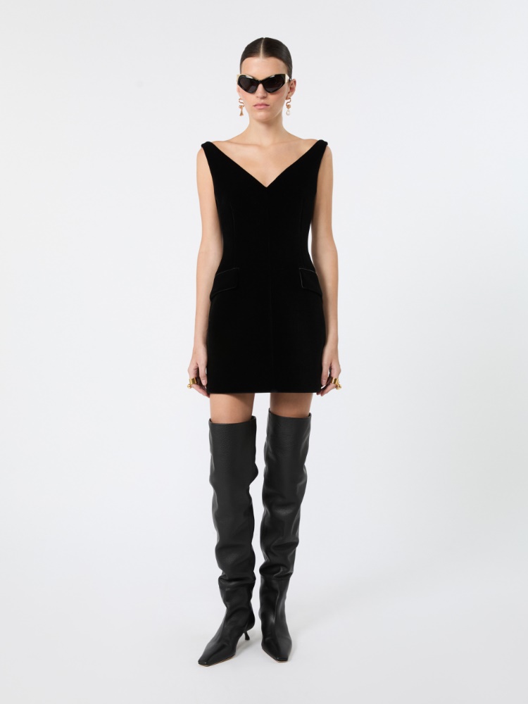 Short sleeveless velvet dress - BLACK - Max Mara