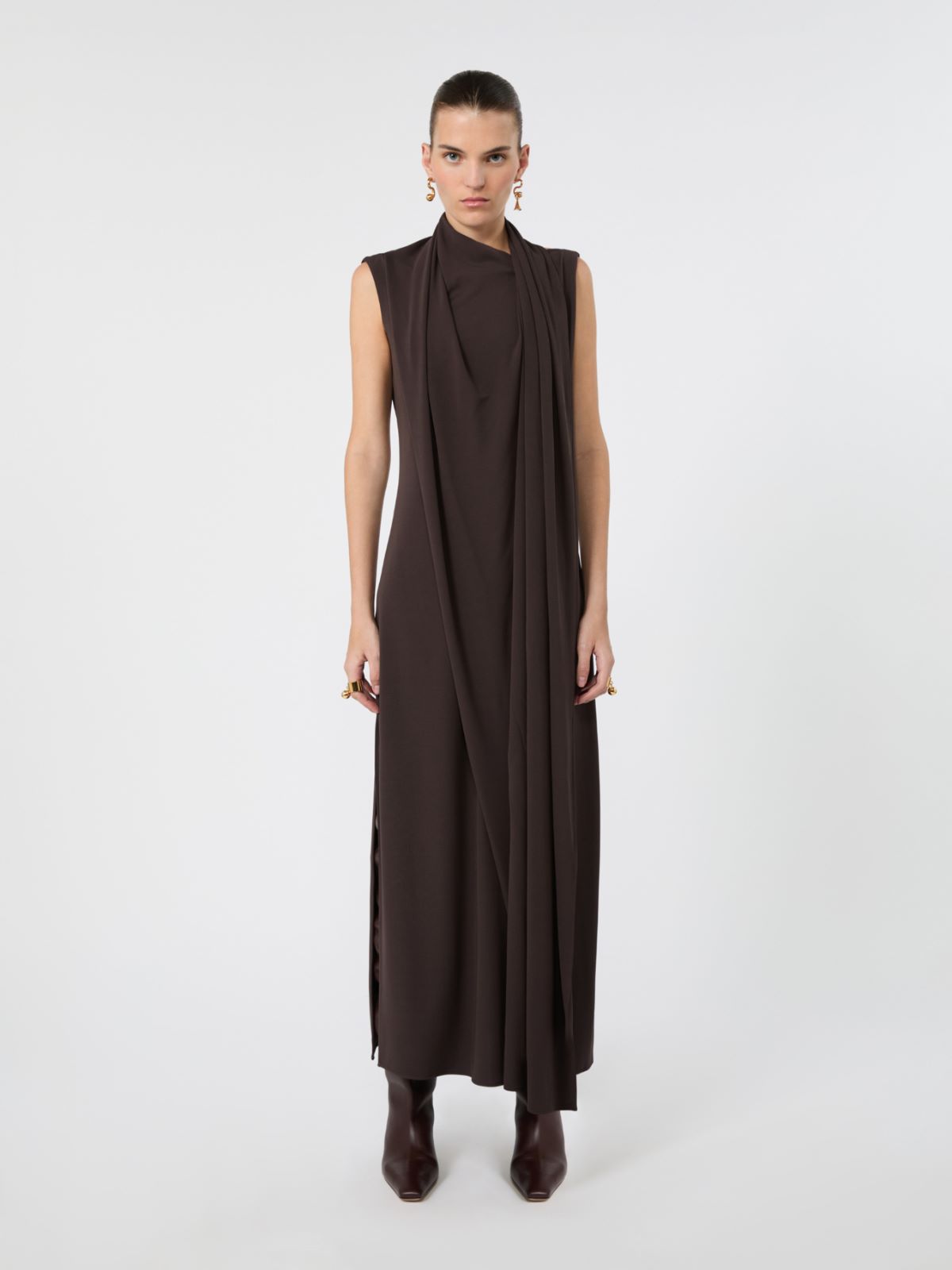 Robe longue en jersey - CHOCOLAT - Max Mara - 2