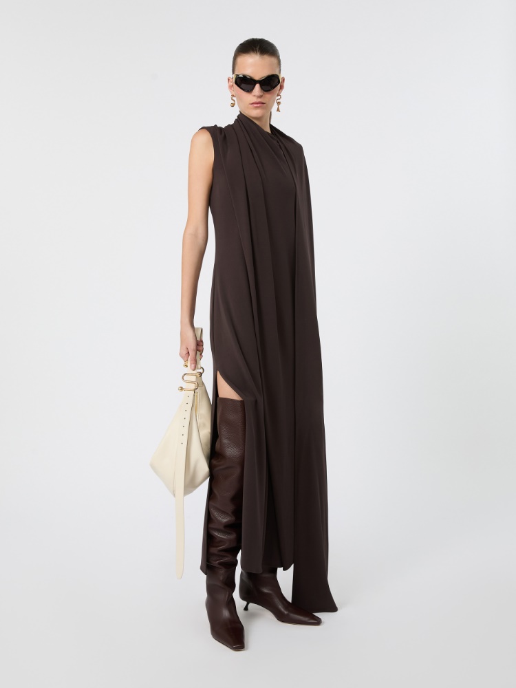 Robe longue en jersey - CHOCOLAT - Max Mara