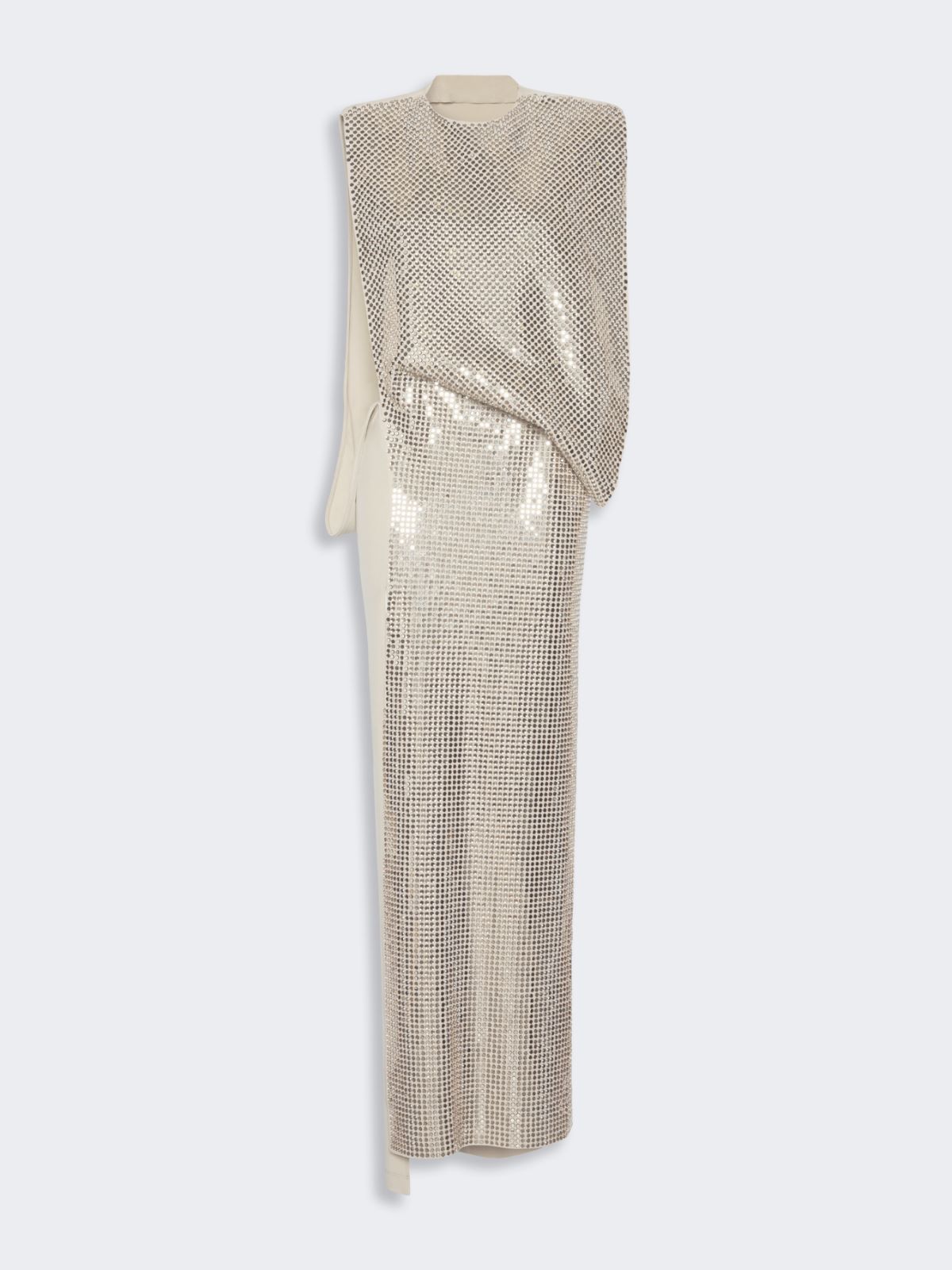 Rhinestone-adorned long cady and organzine dress - OLIVE GREEN - Max Mara - 5