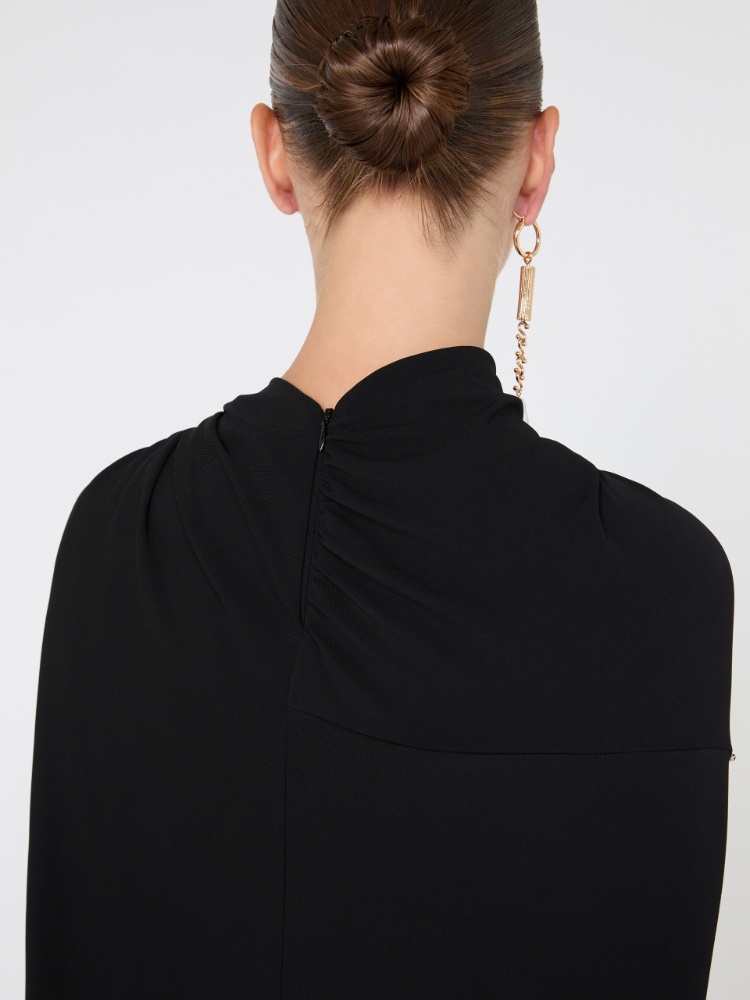 Minikleid aus Viskose mit Drapierung - SCHWARZ