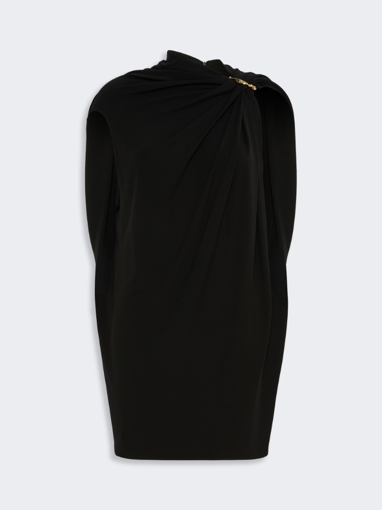 Draped viscose mini dress - BLACK