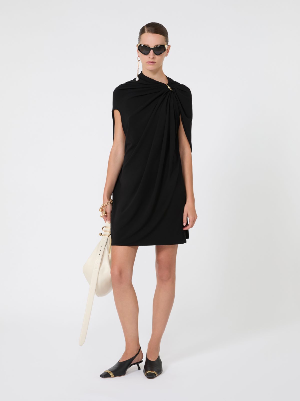 Draped viscose mini dress - BLACK - Max Mara
