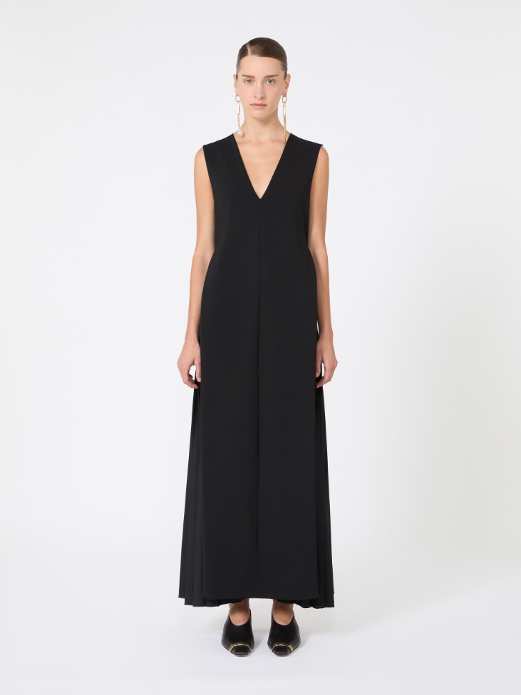 Long plissé-pleated viscose dress - BLACK - Max Mara - 2