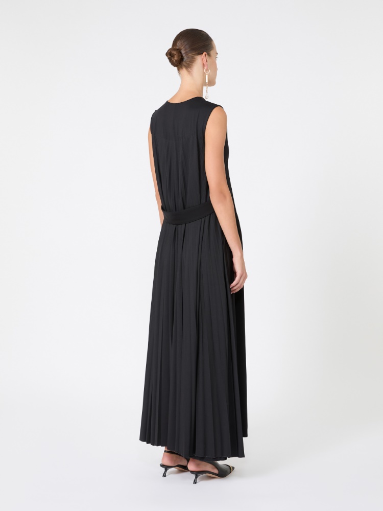 Long plissé-pleated viscose dress - BLACK - Max Mara - 3