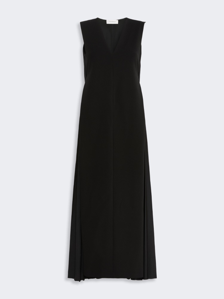 Long plissé-pleated viscose dress - BLACK - Max Mara - 5
