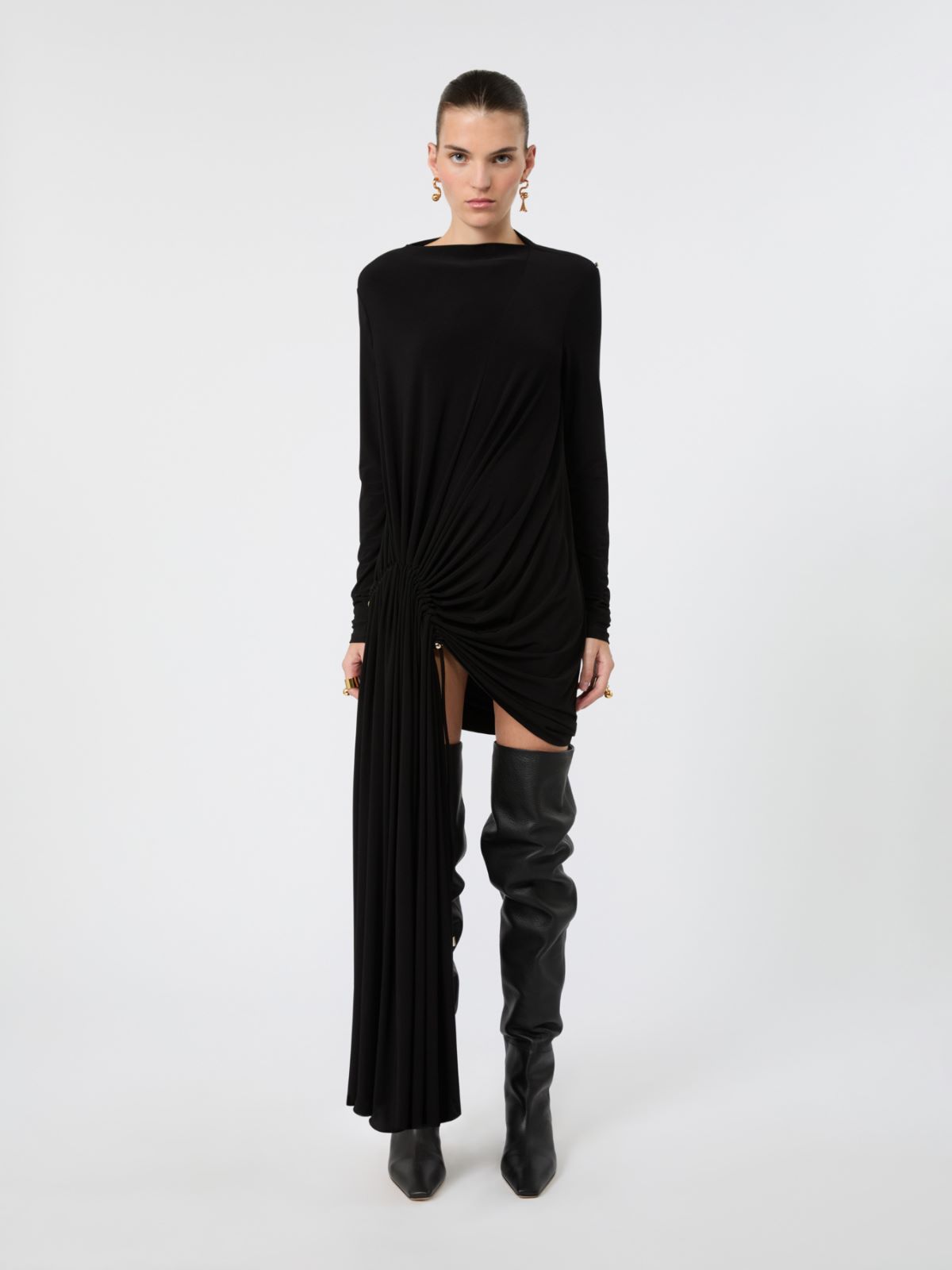 Short draped jersey dress - BLACK - Max Mara - 2