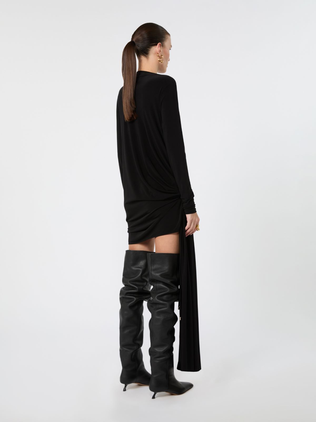 Short draped jersey dress - BLACK - Max Mara - 3