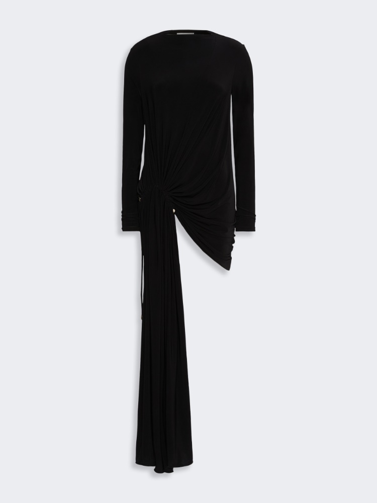 Short draped jersey dress - BLACK