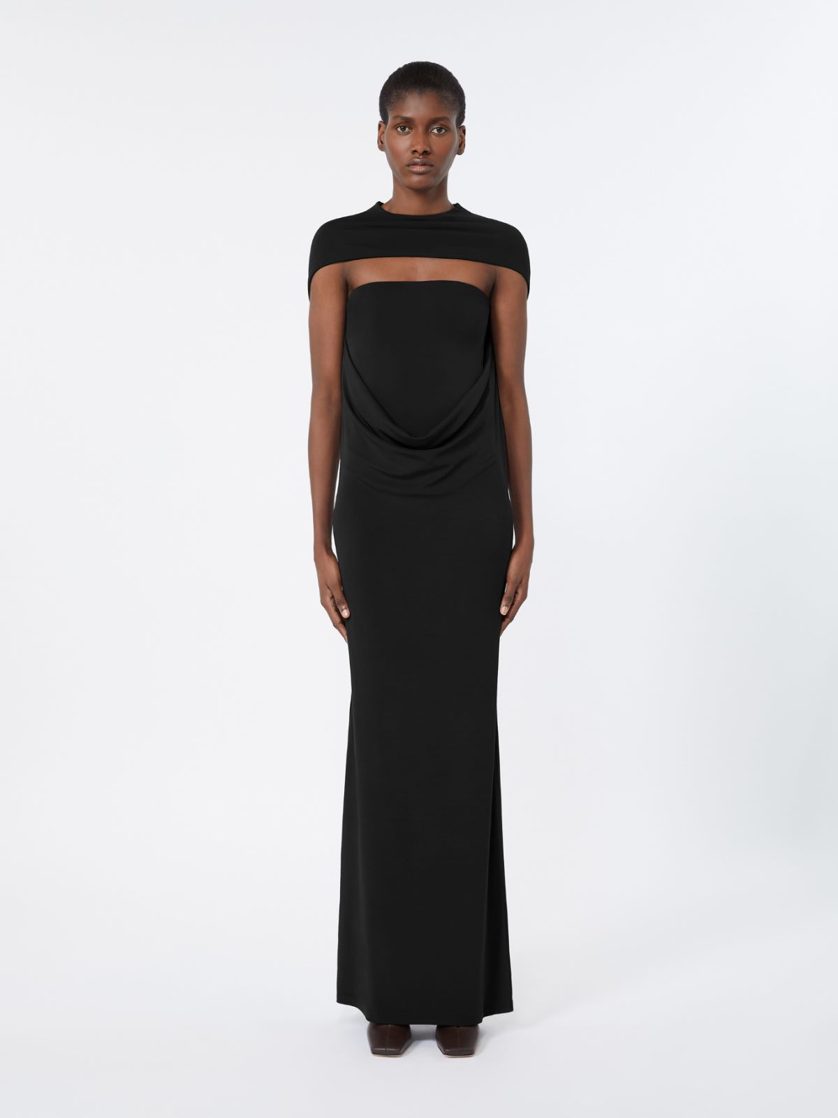 Stretch viscose organzine two-piece dress - BLACK - Max Mara - 2