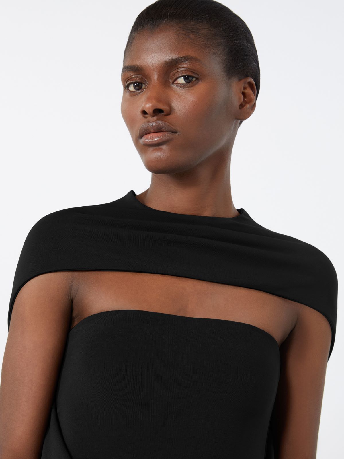 Stretch viscose organzine two-piece dress - BLACK - Max Mara - 4