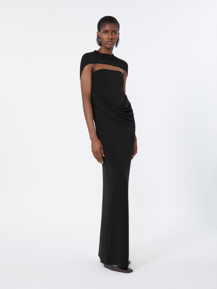 Stretch viscose organzine two-piece dress - BLACK