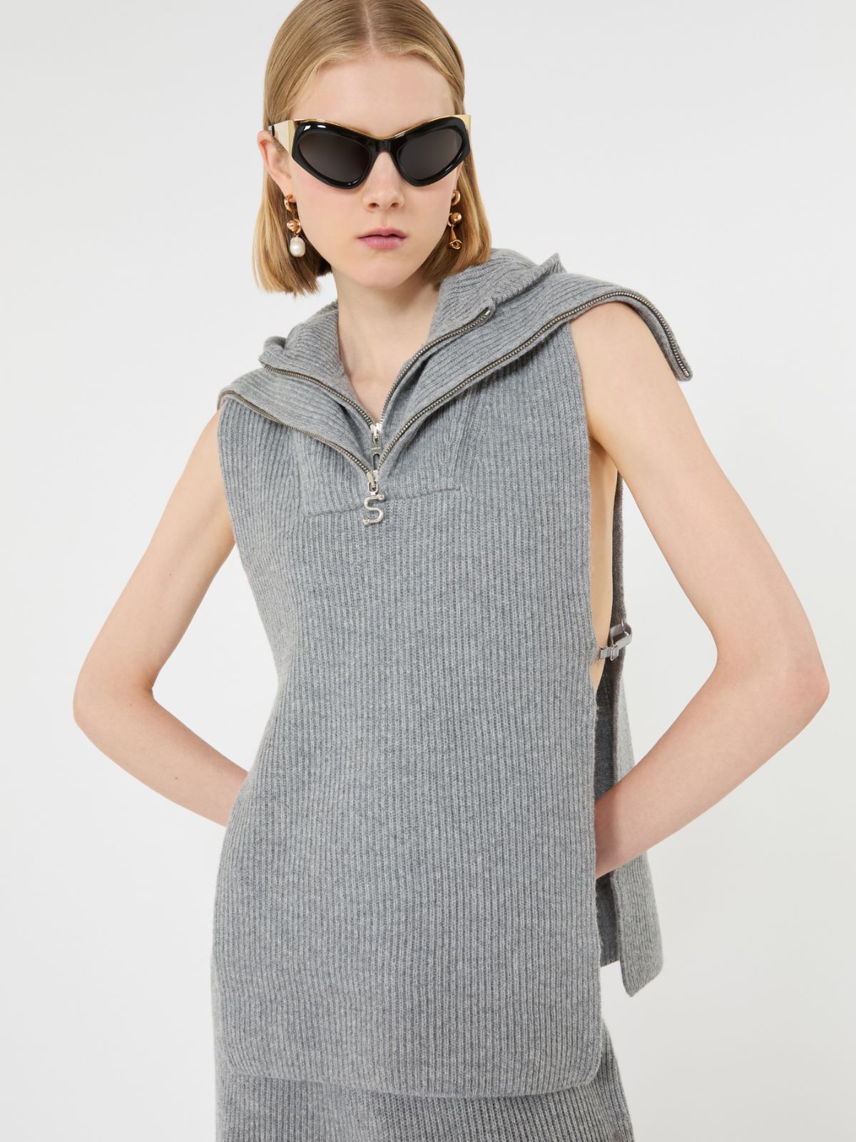 Wool and cashmere hooded gilet insert - MEDIUM GREY - Max Mara - 4