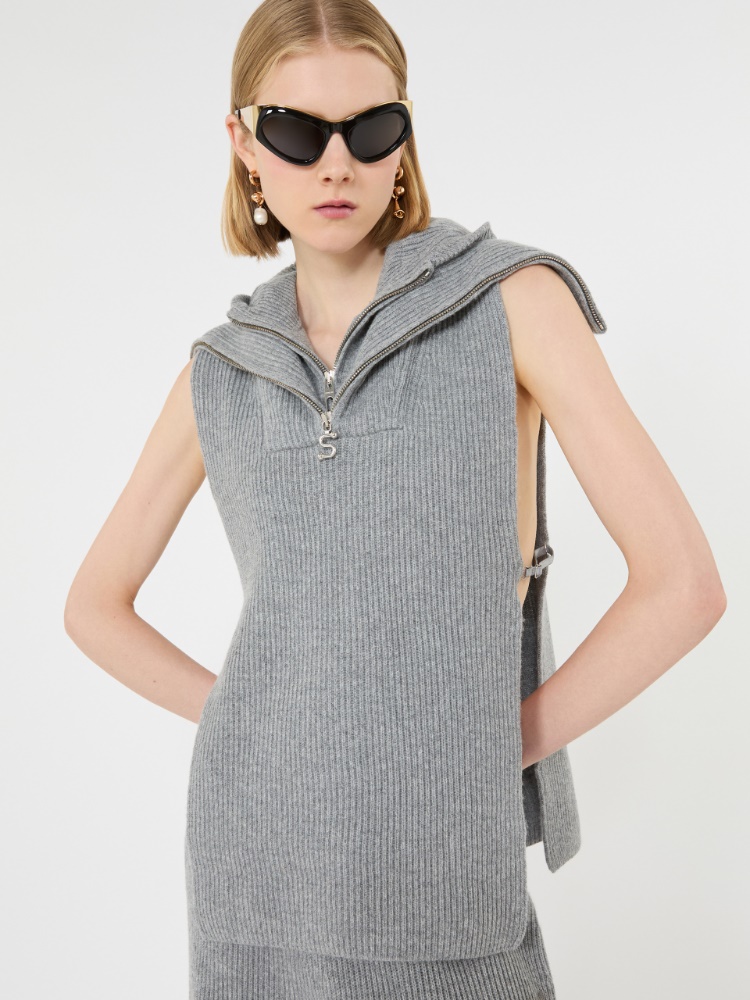 Wool and cashmere hooded gilet insert - MEDIUM GREY - Max Mara - 4