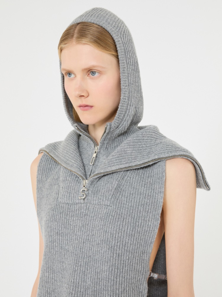 Wool and cashmere hooded gilet insert - MEDIUM GREY - Max Mara - 5