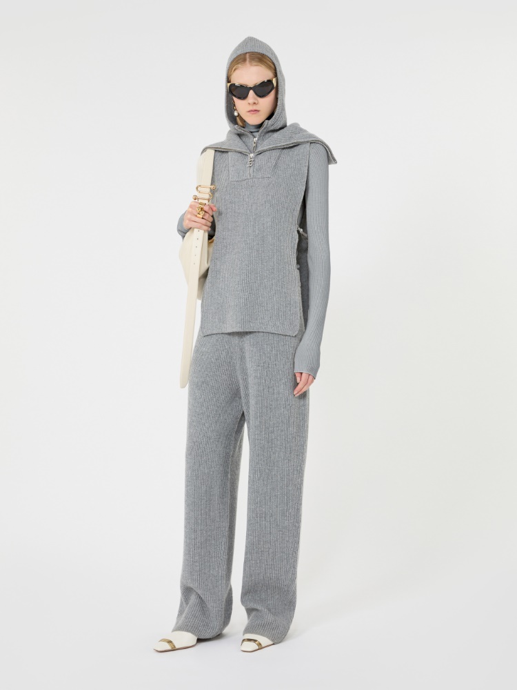 Wool and cashmere hooded gilet insert - MEDIUM GREY - Max Mara