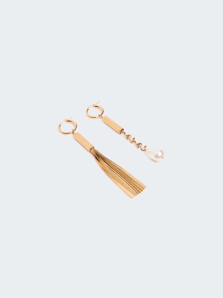 Asymmetrical metal earrings - GOLD - 2