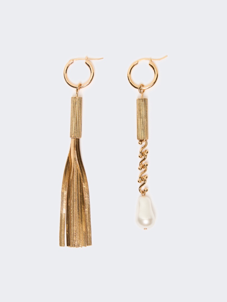 Asymmetrical metal earrings - GOLD
