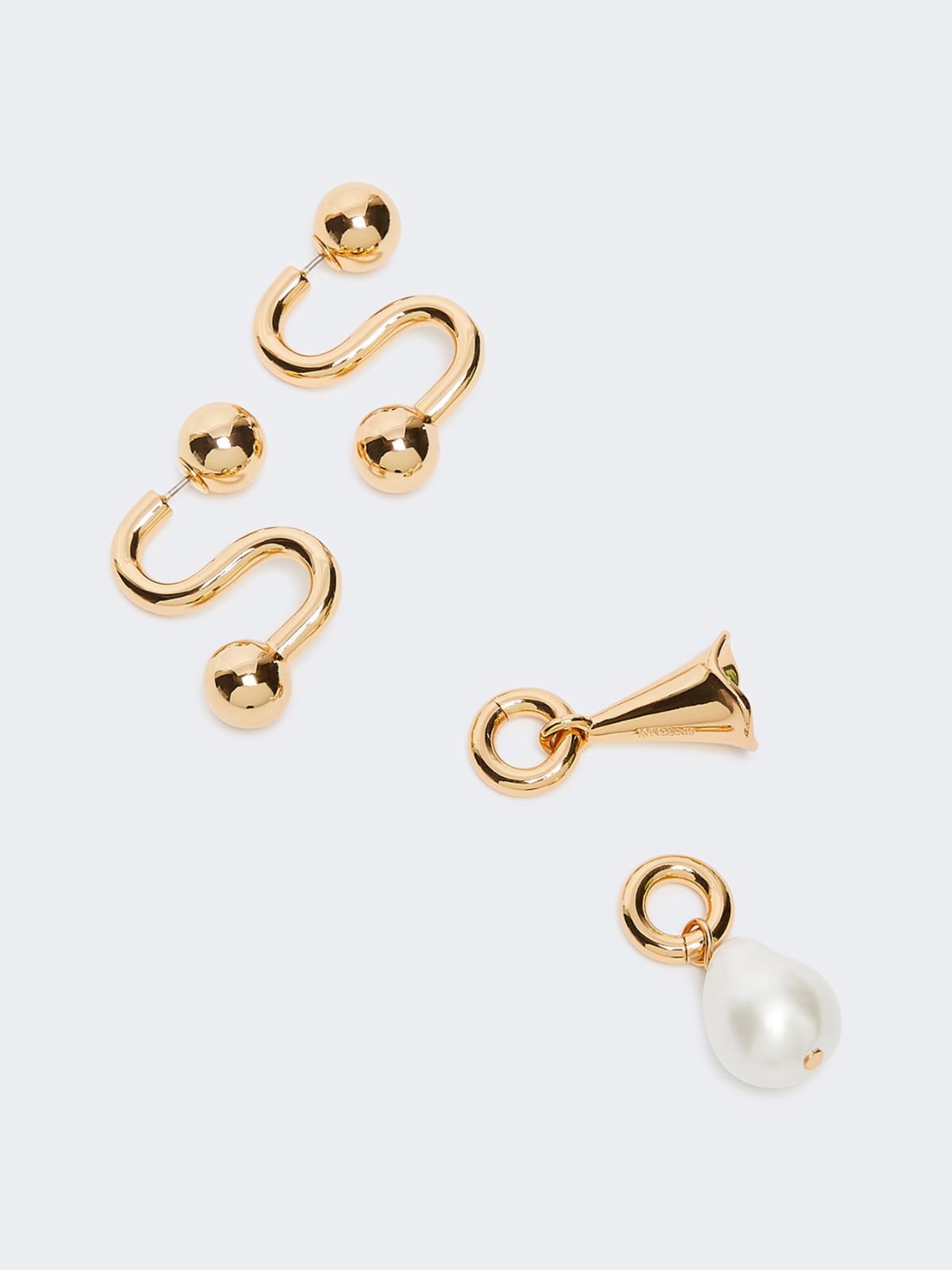 Asymmetric S-shaped earrings - GOLD - Max Mara - 2