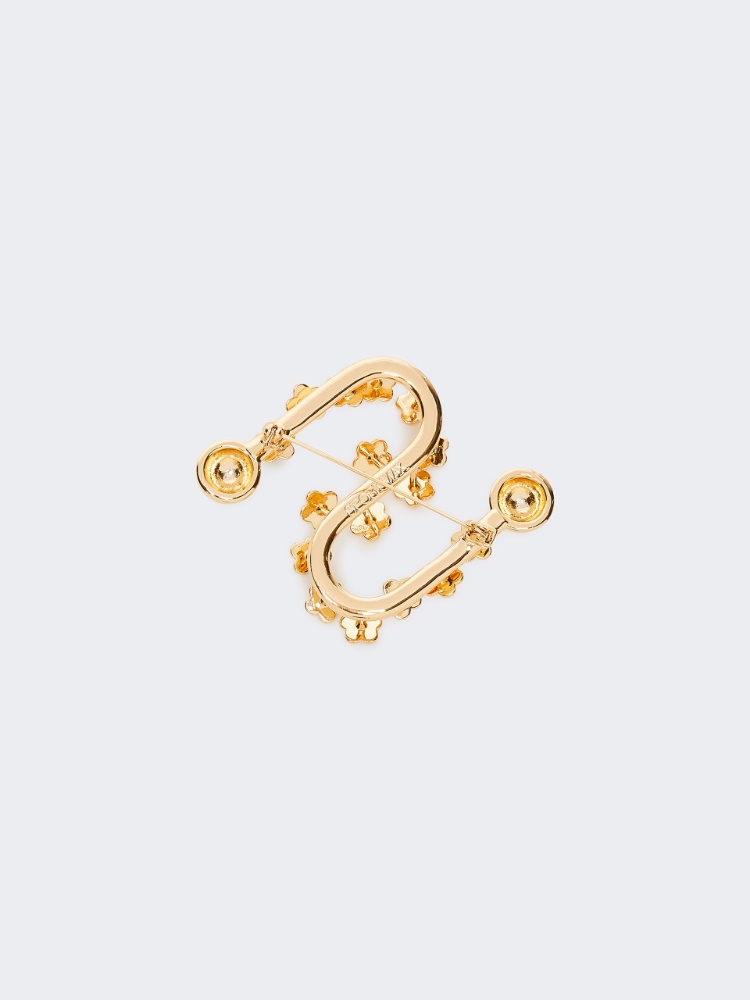 Brooch with flowers and rhinestones - GOLD - Max Mara - 2