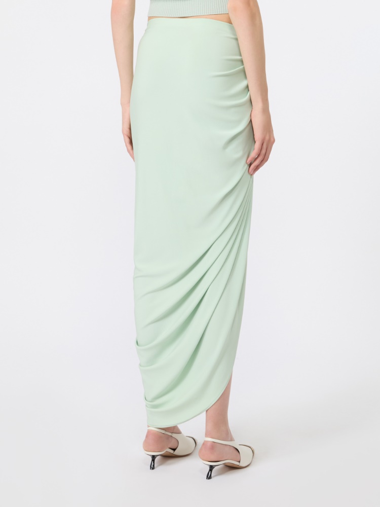 Draped viscose skirt - PASTEL GREEN - 3