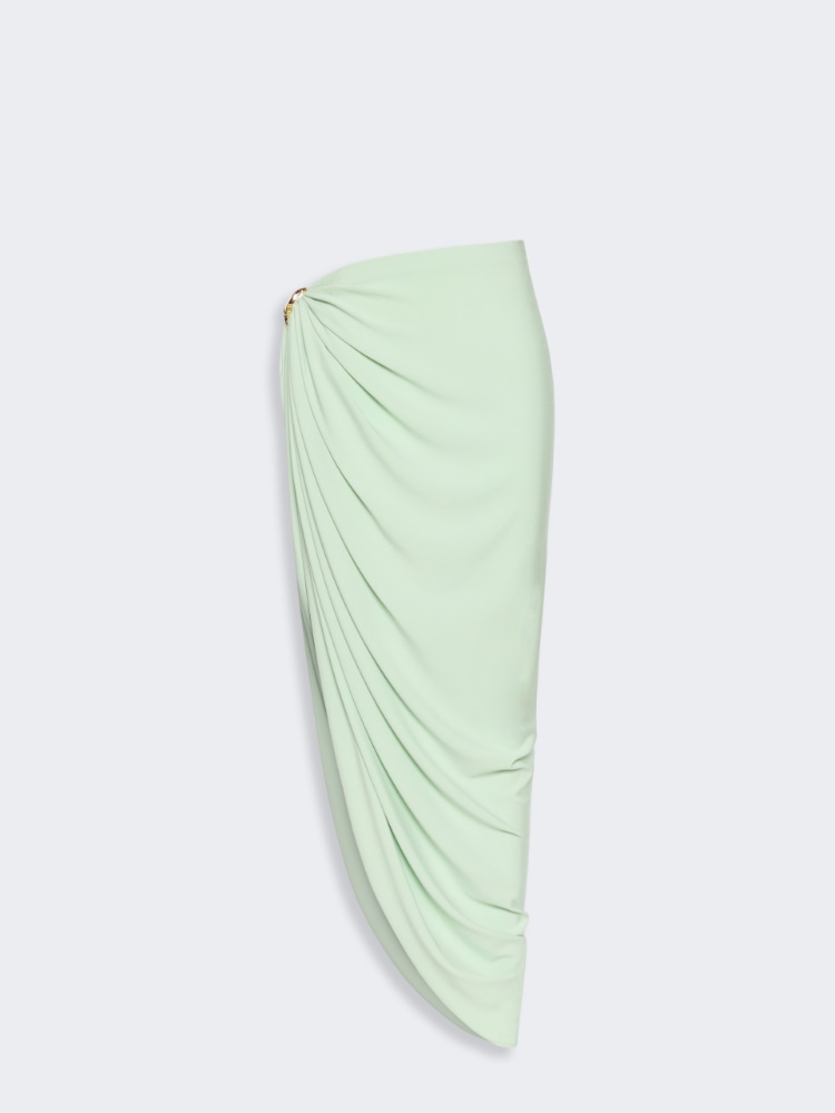 Draped viscose skirt - PASTEL GREEN - 5