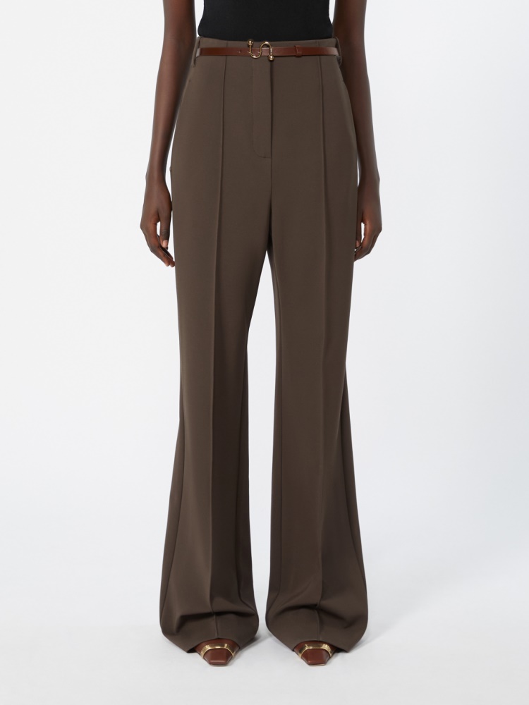 Pantalone dritto in jersey di viscosa - CIOCCOLATO - 2