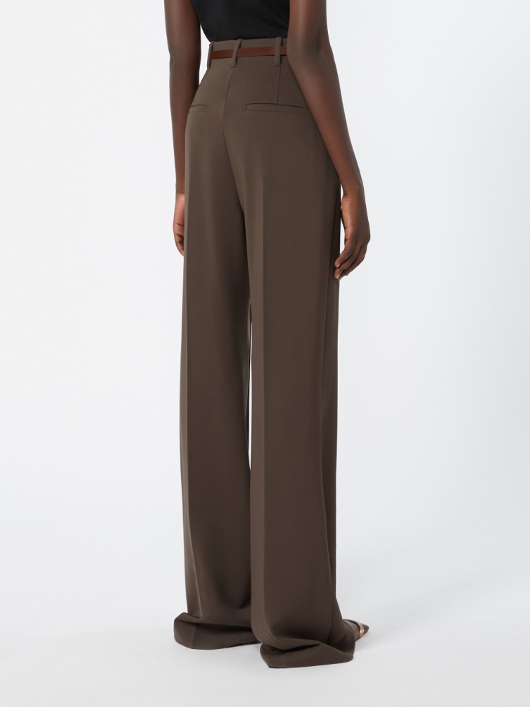 Pantalone dritto in jersey di viscosa - CIOCCOLATO - 3