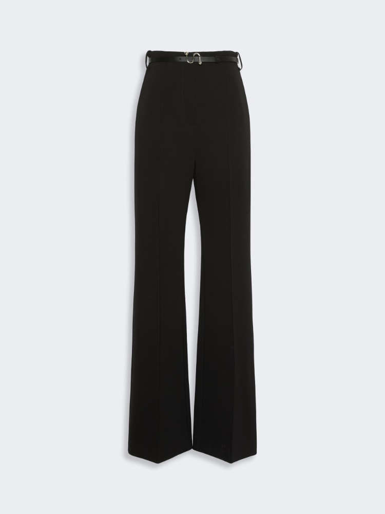 Straight-fit viscose jersey trousers - BLACK
