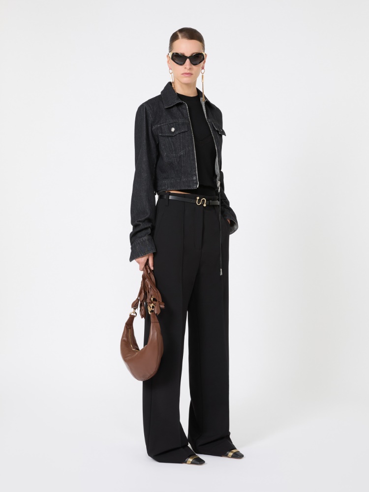 Straight-fit viscose jersey trousers - BLACK - Max Mara