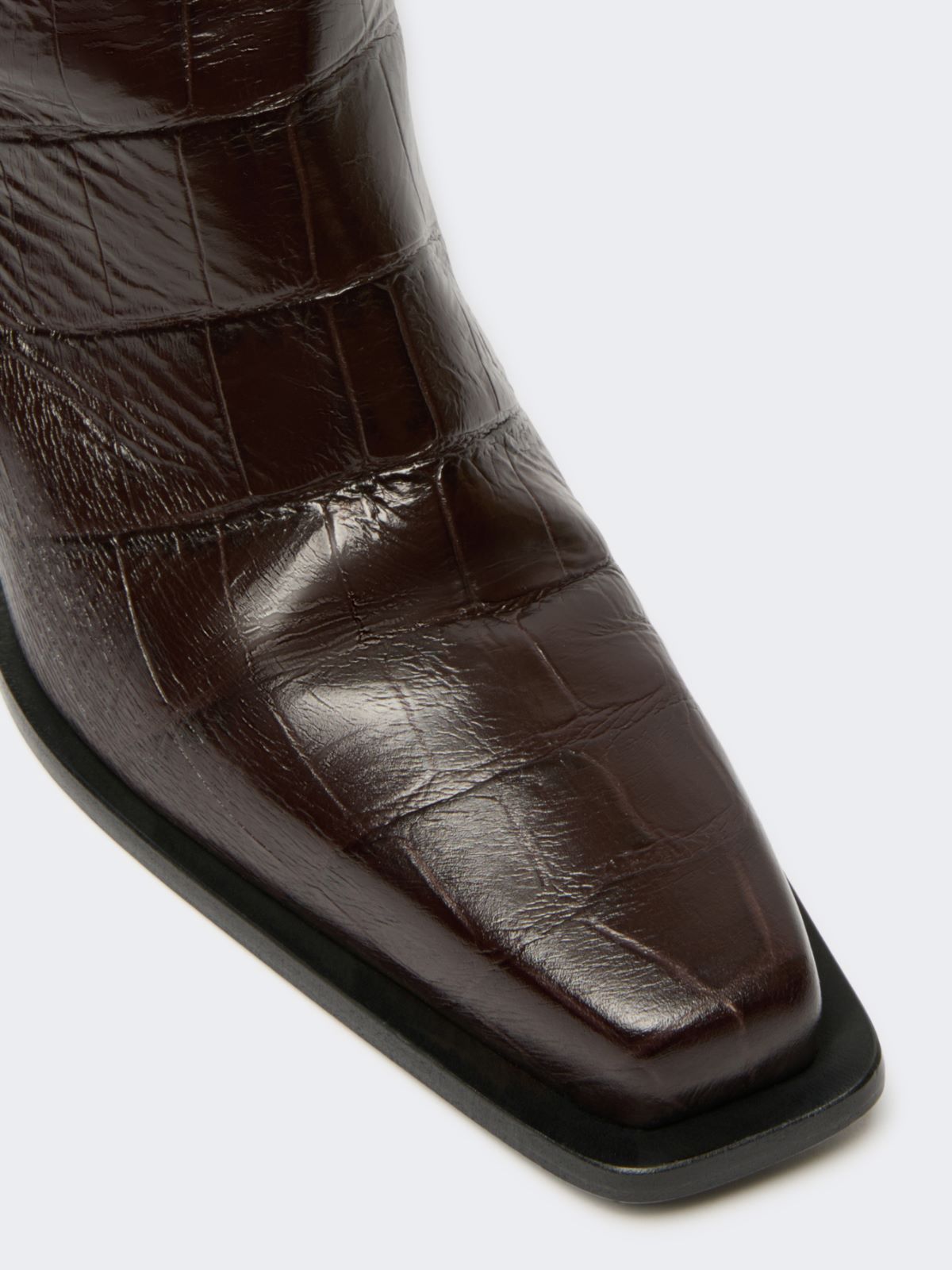 Crocodile-print calfskin thigh-high cowboy boots - BROWN - Max Mara - 4
