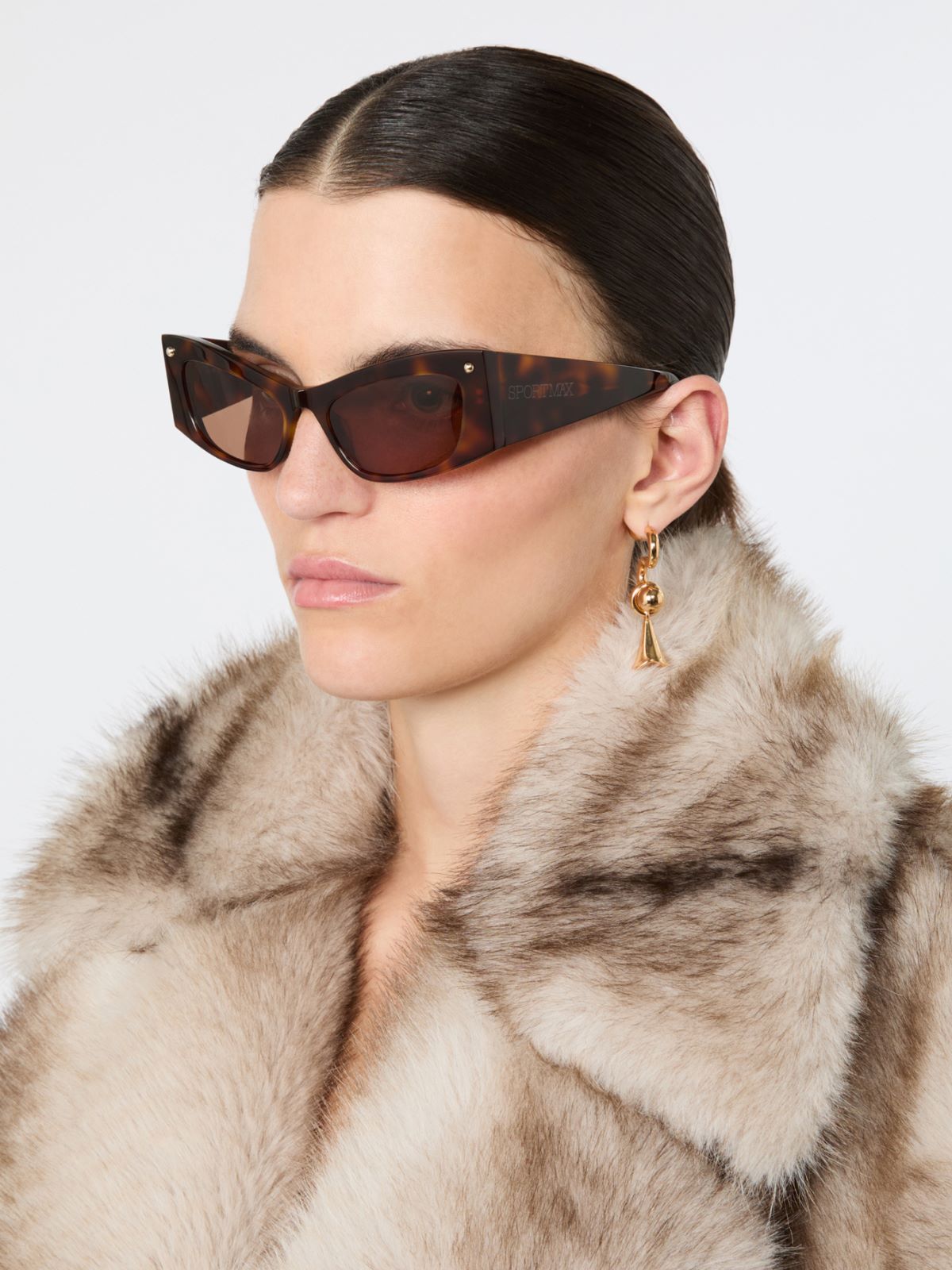Bold tortoiseshell acetate glasses - TAWNY BRONZE BROWN - Max Mara - 4