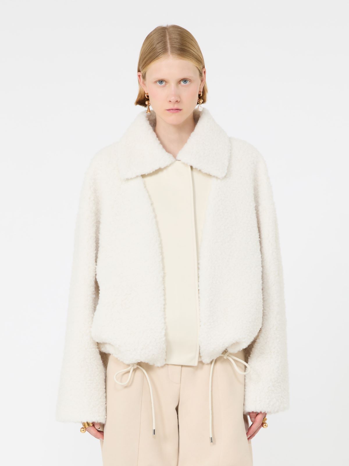 Short furry jersey jacket - ECRU - Max Mara - 2