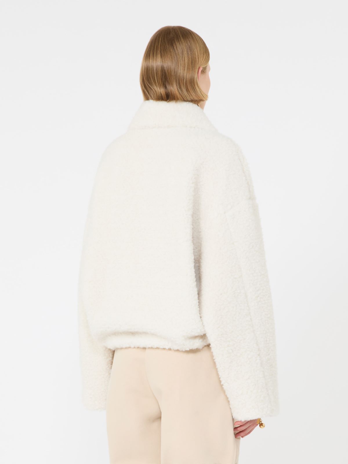 Short furry jersey jacket - ECRU - Max Mara - 3