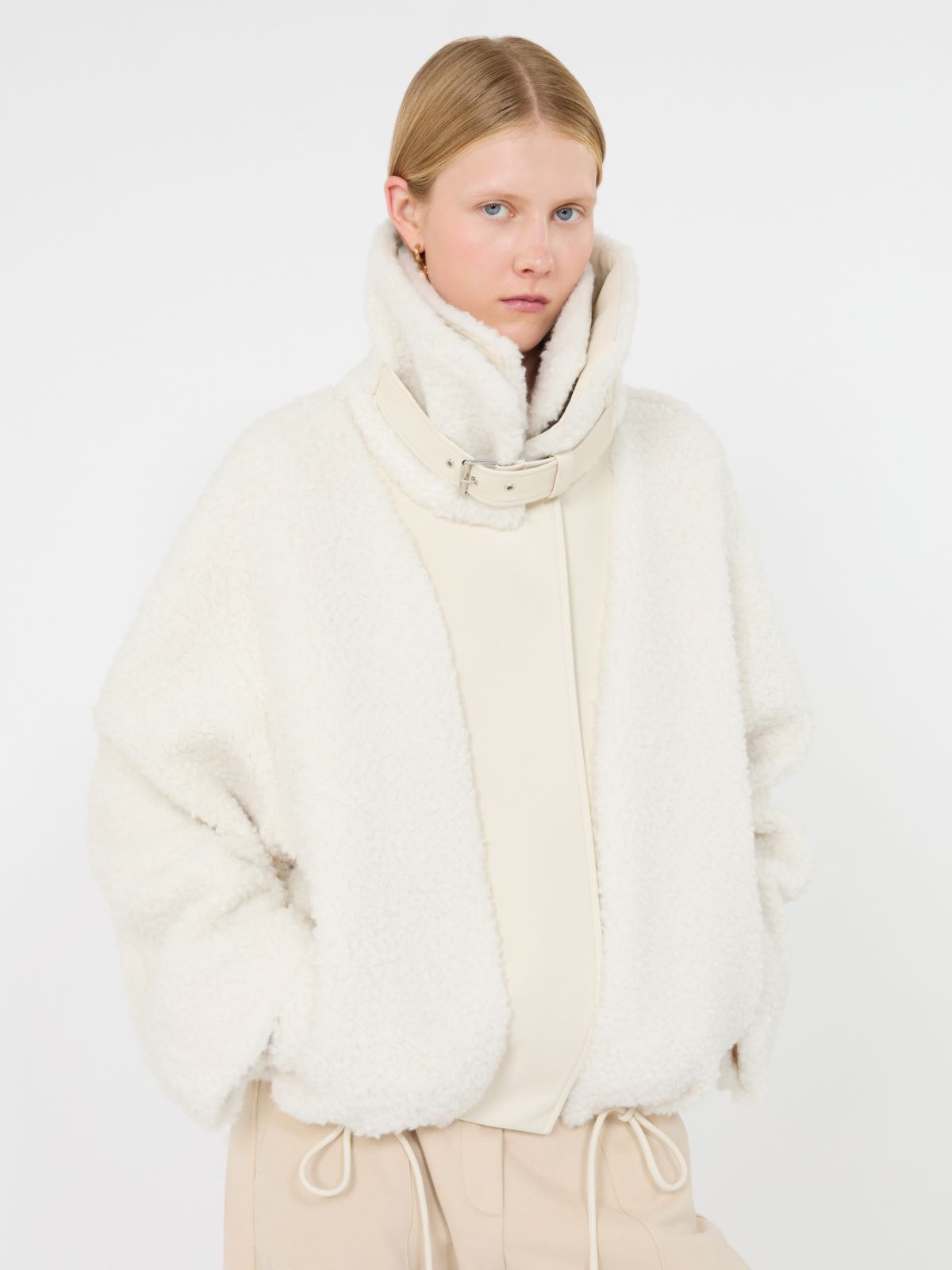 Short furry jersey jacket - ECRU - Max Mara - 4