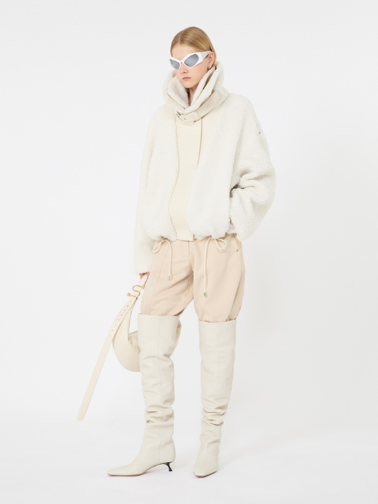Short furry jersey jacket - ECRU - Max Mara