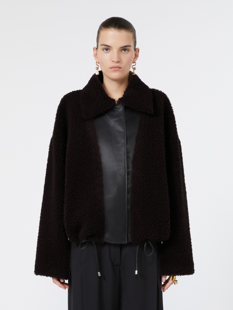Short furry jersey jacket - CHOCOLATE - Max Mara - 2