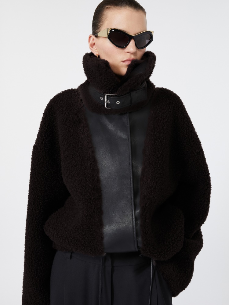 Short furry jersey jacket - CHOCOLATE - Max Mara - 4