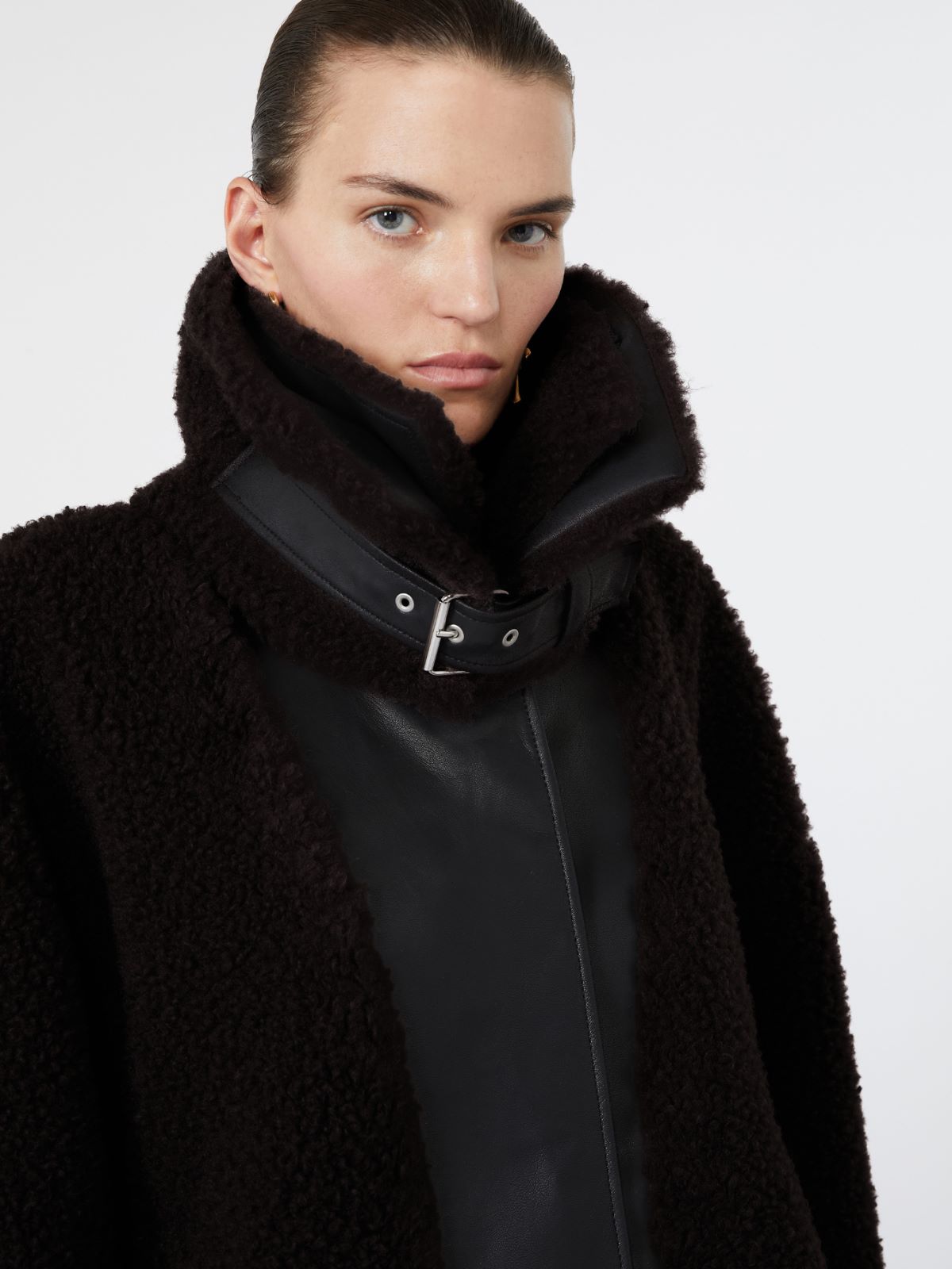 Short furry jersey jacket - CHOCOLATE - Max Mara - 5
