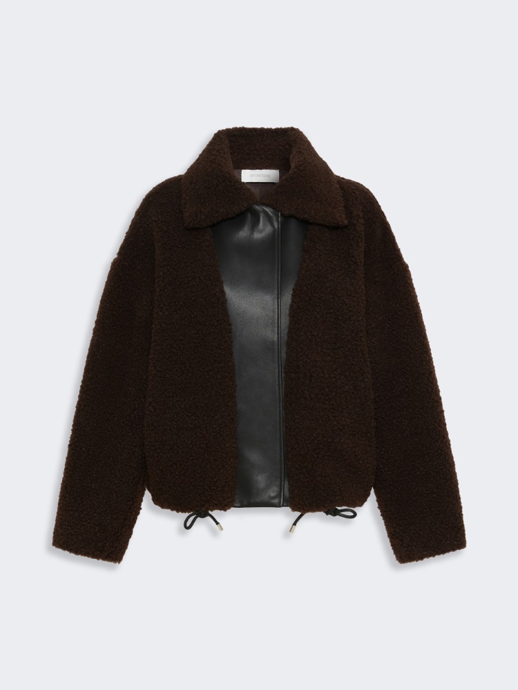 Short furry jersey jacket - CHOCOLATE - Max Mara - 6