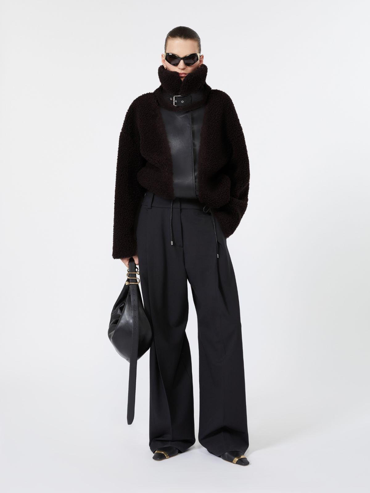 Short furry jersey jacket - CHOCOLATE - Max Mara