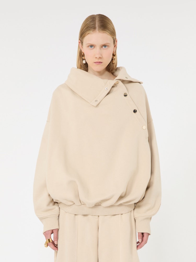 Oversized sweatshirt with an asymmetric fastening - BEIGE - Max Mara - 2