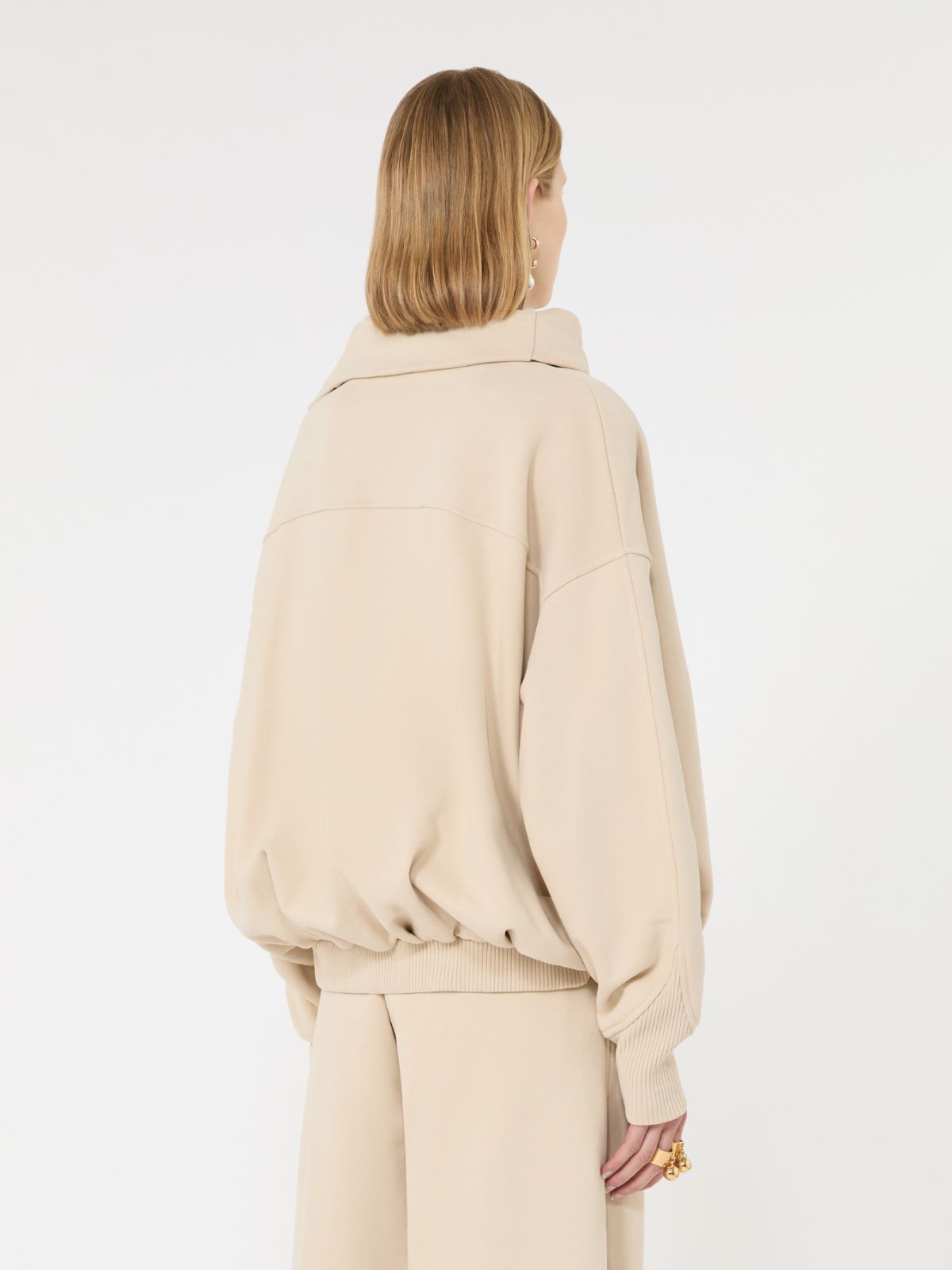 Oversized sweatshirt with an asymmetric fastening - BEIGE - Max Mara - 3