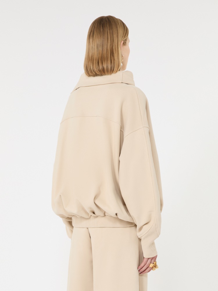 Oversized sweatshirt with an asymmetric fastening - BEIGE - Max Mara - 3
